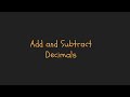 Mastering Decimal Addition and Subtraction