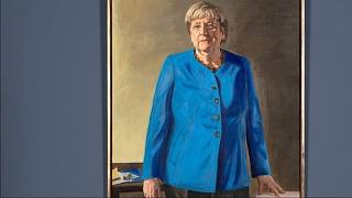 YouTube video thumbnail: Hundreds of Nostalgic Germans Flock to See Angela Merkel’s Portrait