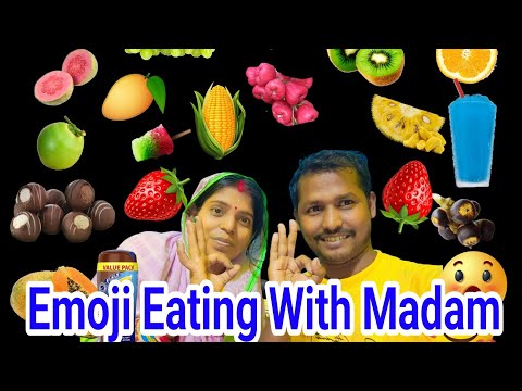 Emoji Eating Challenge With Madam 🌽🌽 🍇🍎🍏 🍆🥒🍆🥒