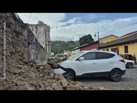 YouTube video thumbnail: In Pictures: Earthquake Damage Affects Iconic Sites in Antigua Guatemala on July 8.