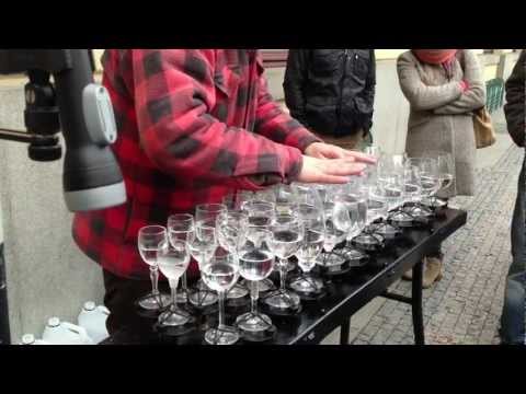 Street artist playing Hallelujah with crystal glasses - YouTube