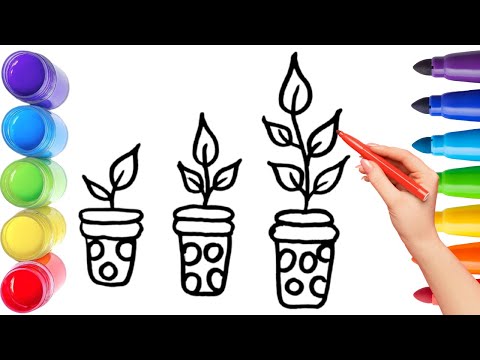 How To Draw cute plant  Drawing, Painting & Coloring For Kids and Toddlers_ Child Art 🐋🌈🎨