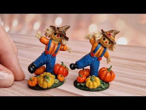 Miniature scarecrow. Miniature figurine🤎🍂🍁Polymer clay