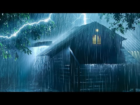 💤Fall into Sleep in Minutes with Intense Rainstorm on Tin Roof & Powerful Thunder on Stormy Night
