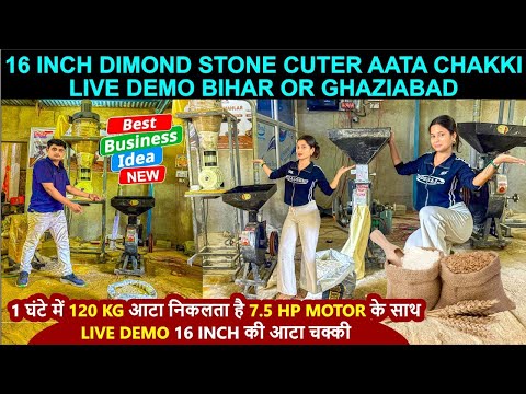16 inch Dimond stone cuter aata chakki live demo | 1 ghante me 120kg aata nikale | Bihar & Ghaziabad