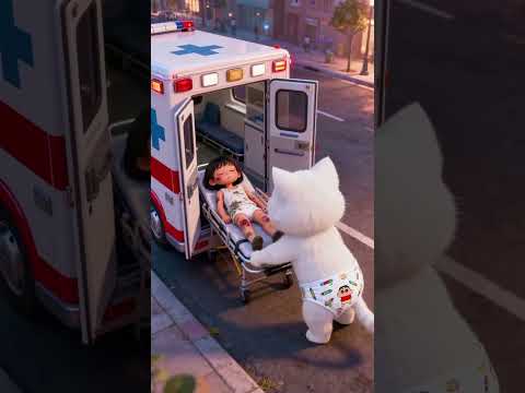 Rescue Mission🚨Cat Drives Ambulance to Save a Girl🚑#shorts #funny #cat #cute #animals #comedy