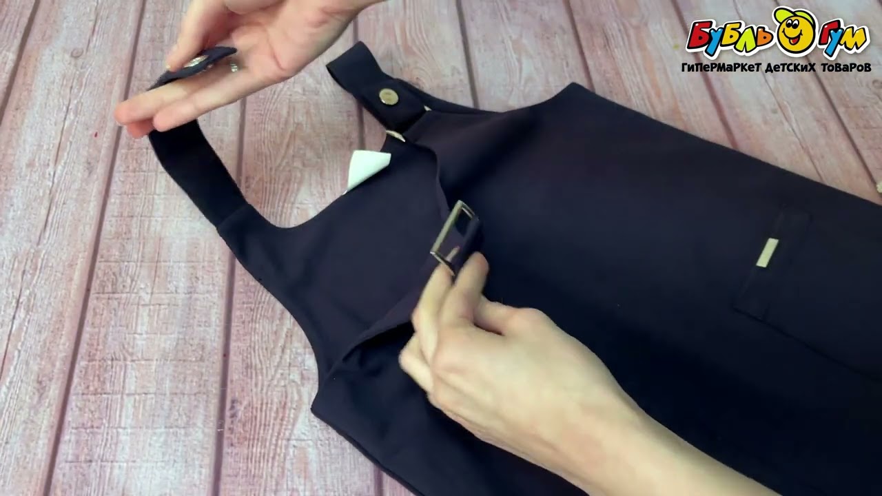Сарафан школьный Lanson Kids с лямками на кнопках синий - видео Сарафан школьный Lanson Kids с лямками на кнопках синий - видео