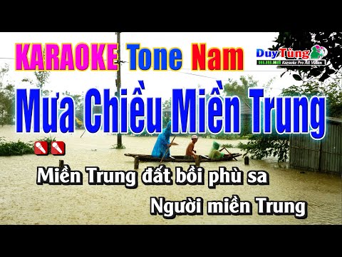 Karaoke || Mưa Chiều Miền Trung – Tone Nam ( Beat Chuẩn ) Nhạc Sống Duy Tùng