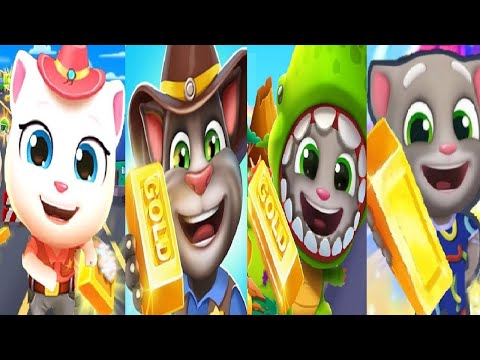 Talking Tom Gold Run Chasing for Snakes VS Dinosaur World Halloween Snake Off  Dino Tom Cowboy Tom