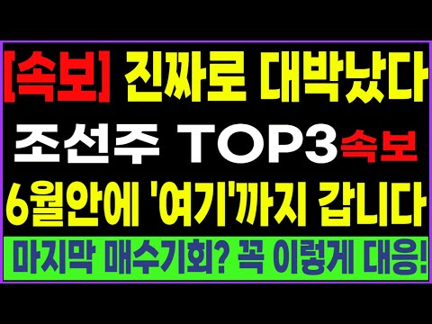 [조선주 TOP3 ] [속보] 진짜로 대박났다!! 6월안에 '여기'까지 갑니다!!  마지막 매수기회? 꼭 이렇게 대응!! 이 영상은 꼭 보세요!!  #박부장