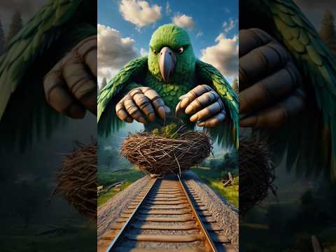 นกแก้วสร้างรัง ออกไข่... แต่รถไฟมาแล้วก็เกิดเรื่องนี้! #ai #parrot #youtubeshorts #egg