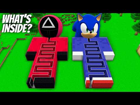 I found a SONIC MAZE vs SQUID MAZE in Minecraft ! What's INSIDE the SQUID GAME MAZE ?