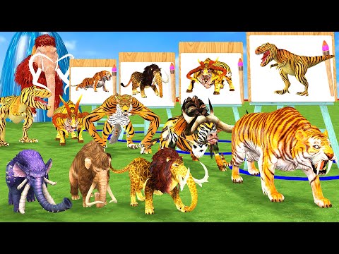 choose the right image tiger wolf mammoth elephant drawing 5 time challenge paint animals crossing