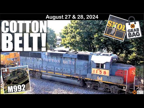 COTTON BELT ENGINE! CENTRAL MAINE & QUEBEC ENGINE, F.R.E.D. GETS ATTACHED, PERFECT ZIPPER!