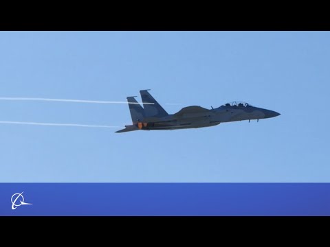 F-15 jet soars with employee on board