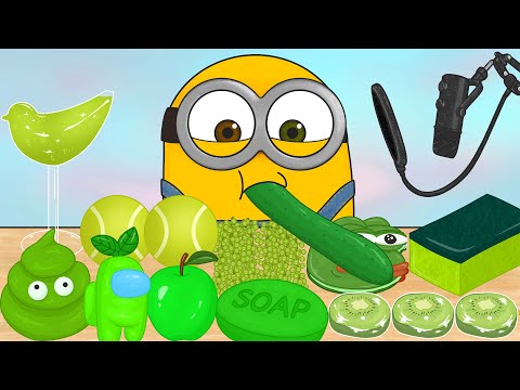 [ASMR] 미니언즈 밥 녹색 음식 애니 먹방 (Minions Bob Green food Animation Mukbang)