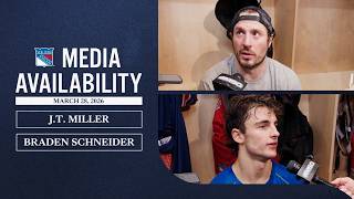 NYR Practice: J.T. Miller and Braden Schneider Media Availability | March 28, 2026