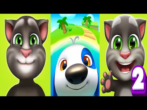 My Talking Tom2 vs My Talking Hank Islands vs My Talking Tom Ios Andriod Gameplay New Skills Ep4259