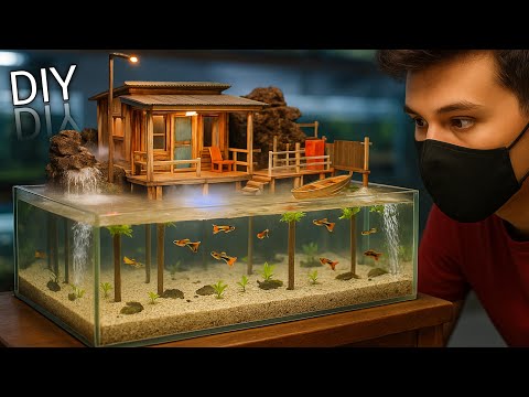 From Trash to Work: Fisherman's House Diorama and Mini Waterfall Project from Styrofoam