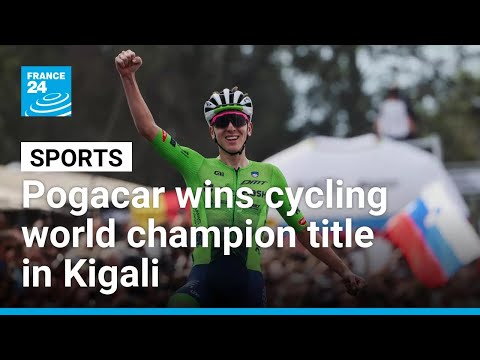 YouTube video thumbnail: Tadej Pogacar Wins Second Straight Cycling World Champion Title in Kigali