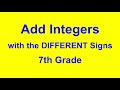 Adding Integers with Different Signs