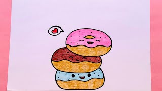 تعليم الرسم للأطفال/رسم دوناتس كيوت/رسم سهل للأطفال/رسم وتلوين#drawing #art 