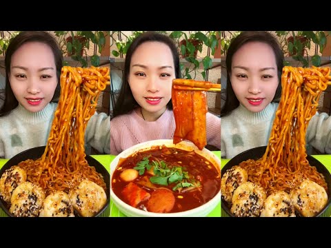 ASMR Eating Spicy Food | Spicy Glass Noodles with Egg Mukbang | Eating ASMR Noodles Eating Show