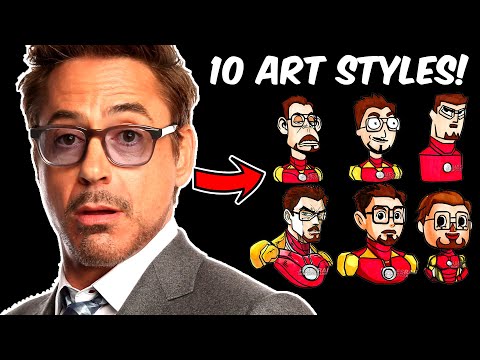 Drawing iron man in 10 different art styles? Including a dc style?