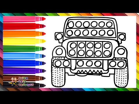 Draw and Color a JEEP POP IT 🚙🔴🟠🟡🟢🔵🟣🌈 Drawings for Kids