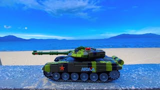 Tank vehicles explore beautiful beaches, control tank vehicles on the beach