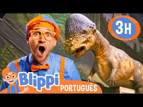 Blippi Aprende Sobre Ciência Pré-Histórica! | MARATONA DO BLIPPI! | Vídeos Educativos em Português