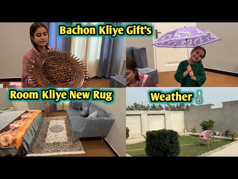 Gifts Unboxing | Ghar Walon Ke Gifts 🎁 | Room’s New Rug 🌸| Weather 🌦️