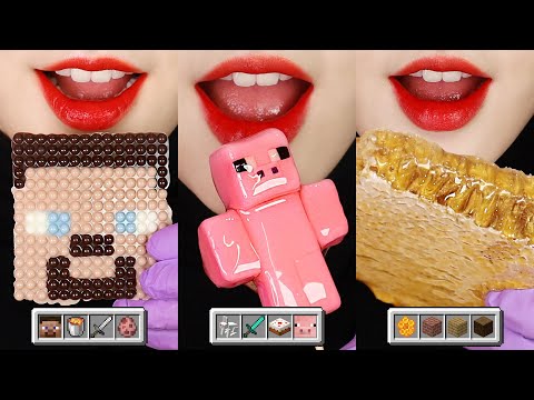 11MINUTES EMOJI EATING ASMR FOR SLEEP MINECRAFT FOOD ASMR HONEYCOMB EATING SOUND ASMR 🐷