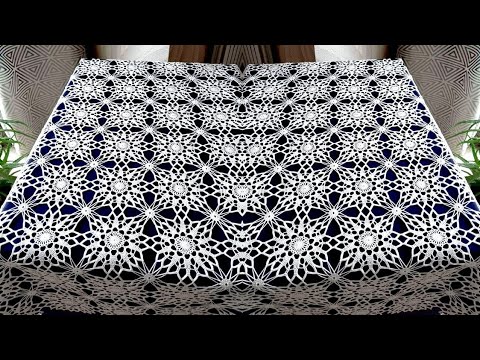 كروشية مفرش سفرة بوحدة جديدة سهلة ومميزة How to make a tablecloth with a crocheted