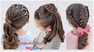 3 Penteados para Meninas de Todas as Idades💗 | 3 Hairstyles for Girls of All Ages 🥰💕