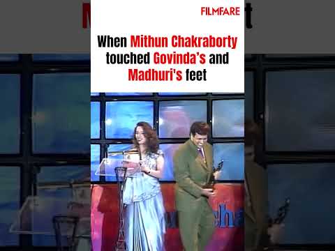 Mithun Chakraborty Touches Madhuri & Govindaโs Feet After Filmfare Win! ๐ Iconic Moment!