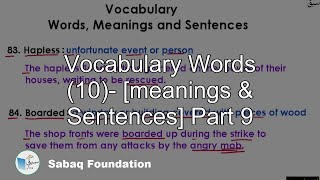 Vocabulary Words (10)- [meanings & Sentences] Part 9