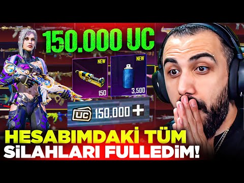 HESABIMDAKİ BÜTÜN SİLAHLARI FULLEDİM!! 😱 150.000 UC BASTIK TARİHİ VİDEO! | PUBG MOBILE