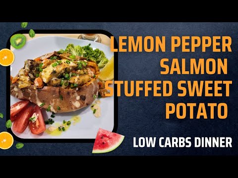 Try Making This Lemon Pepper Salmon Stuffed Sweet Potato #cooking #tutorial