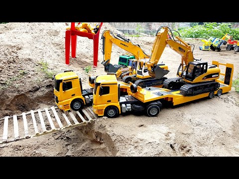 Xe Múc, Máy Xúc Cát, Tìm Xe Đồ Chơi, Xe Tải Bự Chở cát Đá Quá Tải, Dump Truck, Backhoe Excavator