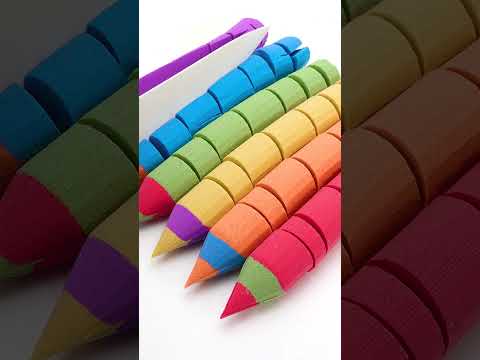 Satisfying Video l How To Make Kinetic Sand Rainbow Pencil Cutting ASMR