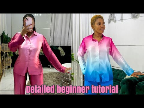 How To Cut and SEW A Buttonless vintage shirt. Step By Step. Beginner tutorial.