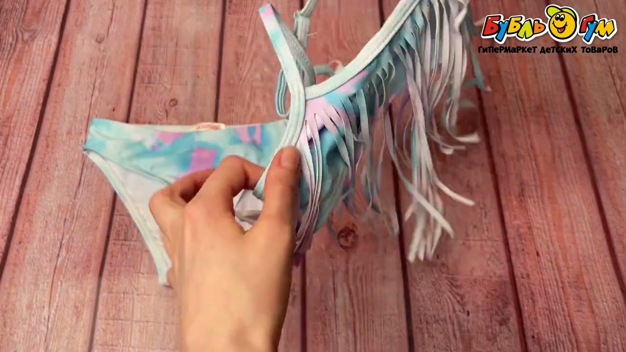 Купальник Lanson Kids раздельный  с бахромой фиолетово-голубой - видео Купальник Lanson Kids раздельный  с бахромой фиолетово-голубой - видео