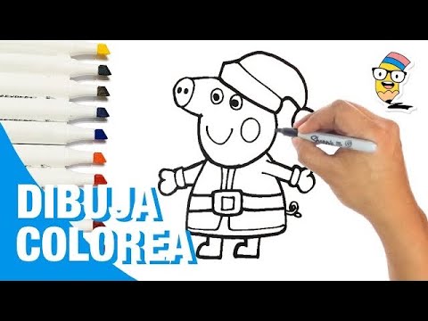 Dibuja y Colorea a PEPPA PIG en NAVIDAD 🐷🎄🎁 🎅🟢🔴 Dibujos Para Niños