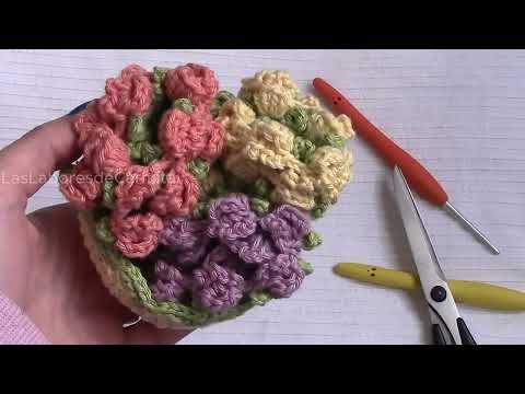 patron crochet posavasos canastilla flores