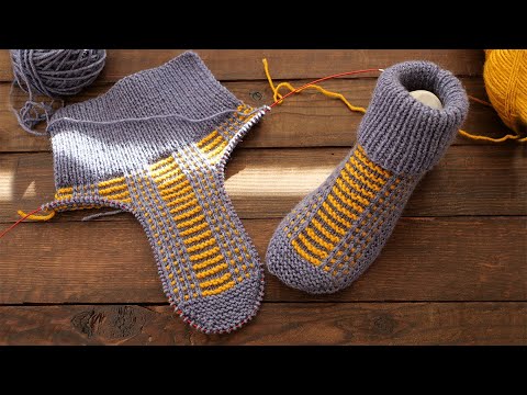 Следки в норвежском стиле спицами 🇸🇯 Norwegian knitted slippers