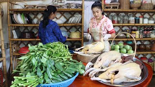 Home style cooking and collecting free ingredients for table | Delicious duck cooking