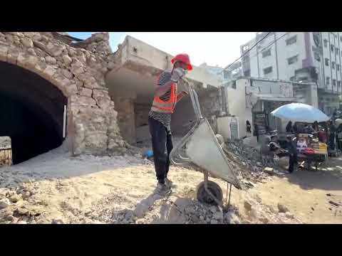 YouTube video thumbnail: Gazans Race to Preserve Cultural Heritage Damaged in war