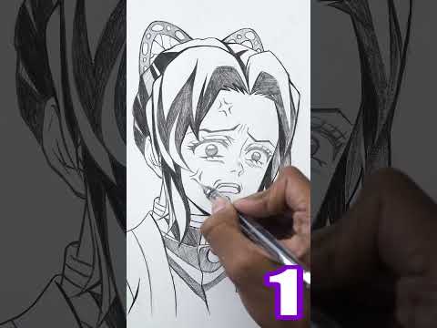 Draw SHINOBU KOCHO real face !!! #鬼滅の刃 #howtodraw #shorts