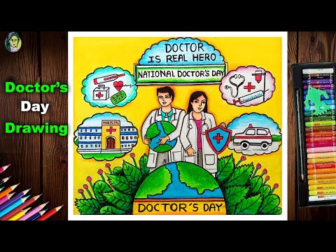 National Doctor's Day Drawing Easy | Doctor's Day Poster Drawing | World Doctor's Day Drawing